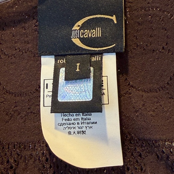 Just Cavalli Brown Lace Stretch Bodycon Top Made in Italy Size I (US Small/4) - Picture 6 of 9